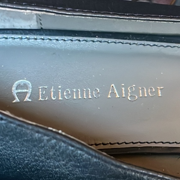 VINTAGE leather Etienne Aigner navy square toe  size 7.5 - Picture 9 of 13